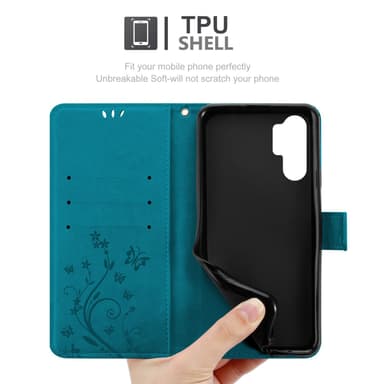 HTC U24 PRO lommebokdeksel Blomster (Blå)