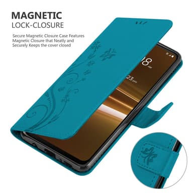HTC U23 PRO lommebokdeksel Blomster (Blå)