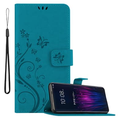 HTC U24 PRO lommebokdeksel Blomster (Blå)