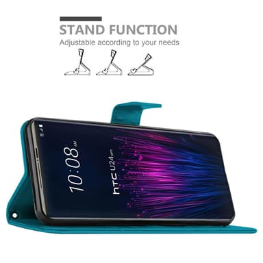 HTC U24 PRO lommebokdeksel Blomster (Blå)