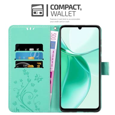 ZTE Blade A35 / A55 lommebokdeksel Blomster (Turkis)