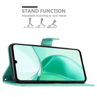 ZTE Blade A35 / A55 lommebokdeksel Blomster (Turkis)
