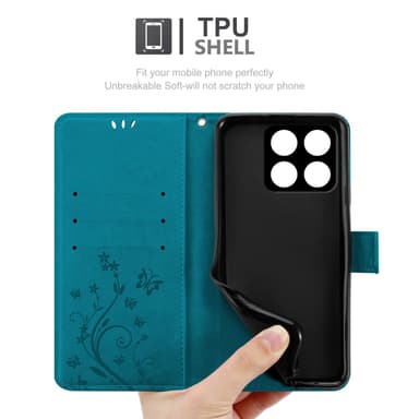 ZTE Blade A35 / A55 lommebokdeksel Blomster (Blå)