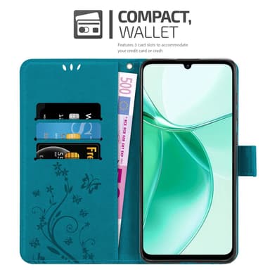 ZTE Blade A35 / A55 lommebokdeksel Blomster (Blå)