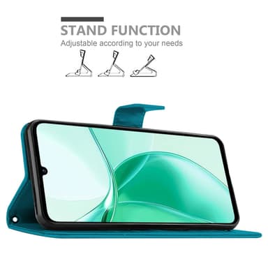 ZTE Blade A35 / A55 lommebokdeksel Blomster (Blå)
