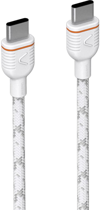 Unisynk USB-C til USB-C ladekabel 2 m (hvit)