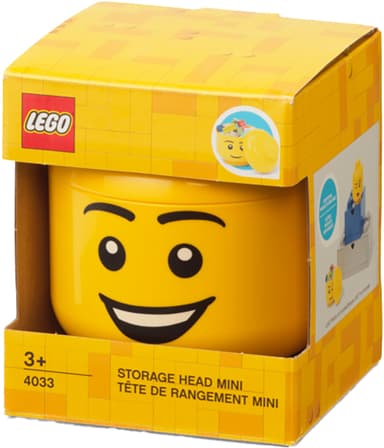 Play LEGO mini oppbevaringsboks (Boy Head, gul)