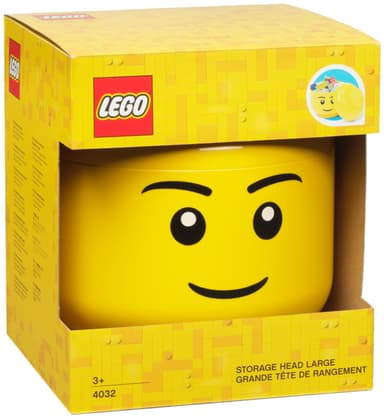 Play LEGO stor oppbevaringsboks (Boy Head, gul)