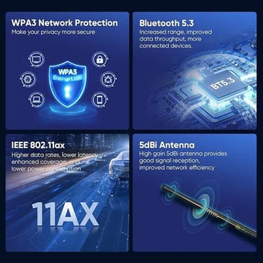 NÖRDIC WIFI6 Bluetooth 5.3 trådløs adapter Dual Band 2.4/5.8GHz