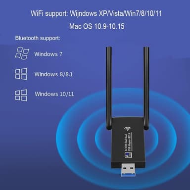 NÖRDIC WIFI6 Bluetooth 5.0 trådløs USB 3.0-adapter Dual Band 2.4/5.8GHz 1300Mbps