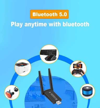 NÖRDIC WIFI6 Bluetooth 5.0 trådløs USB 3.0-adapter Dual Band 2.4/5.8GHz 1300Mbps