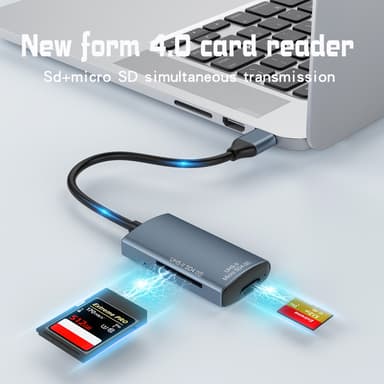 NÖRDIC USB-A, USB-C Kortleser 2 Spor SD4.0, MicroSD4.0 UHS-II