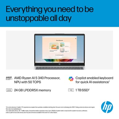 HP OmniBook 3 14" bærbar PC AI 5 340/24/1024