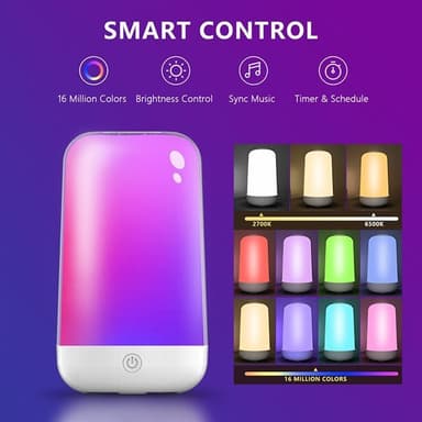 Krystallklar Touch-Lampe med Bluetooth-App – Justerbar RGB-Belysning og Dimming