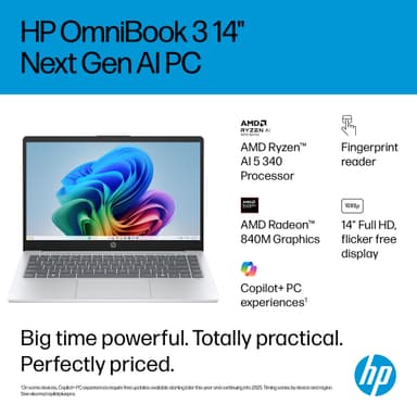HP OmniBook 3 14" bærbar PC AI 5 340/16/512