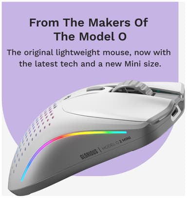 Glorious Model O 2 mini trådløs gamingmus (hvit)