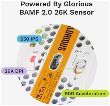 Glorious Model O 2 mini trådløs gamingmus (hvit)