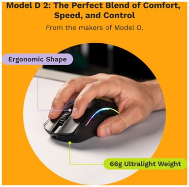 Glorious Model D 2 trådløs gamingmus (hvit)