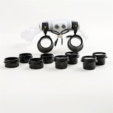 Forstørrelsesglass x25 med LED og utskiftbare linser