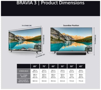 Sony 50” Bravia 3 4K LED smart TV (2025)