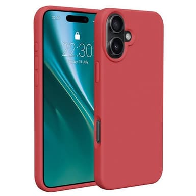 Etteri silikonveske for iPhone 16 med hull for håndleddsstropp - Bringebær