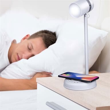 Grundig Bordlampe med trådløs lader og høyttaler 76lm