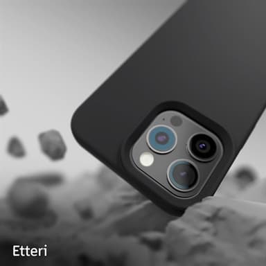 Etteri silikonetui for iPhone 16 Pro med hull for håndleddsstropp - Svart