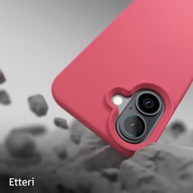 Etteri silikonveske for iPhone 16 med hull for håndleddsstropp - Bringebær