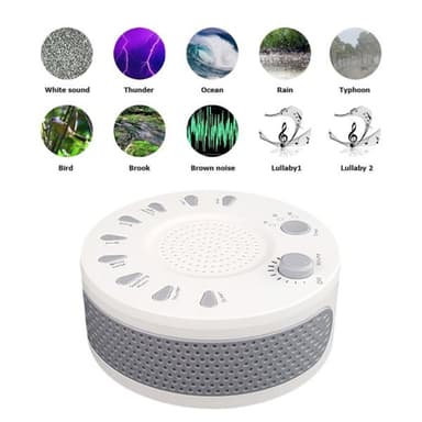 Sleep Easy White Noise Machine med 9 avslappende lydmoduser