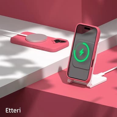Etteri silikonveske for iPhone 16 med hull for håndleddsstropp - Bringebær