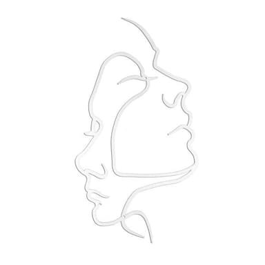 Veggdekor i metall Faces - Hvit