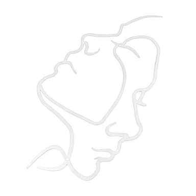 Veggdekor i metall Faces - Hvit