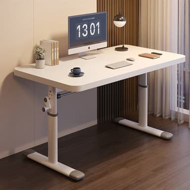 Ergonomisk Hev- og Senkbart Skrivebord 80x60 cm – Justerbar høyde 63-90 cm, Hvitt