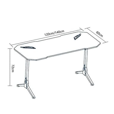 Gamingbord 120cm med RGB-Belysning og Stabile Stålben