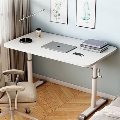 Ergonomisk Hev- og Senkbart Skrivebord 80x60 cm – Justerbar høyde 63-90 cm, Hvitt