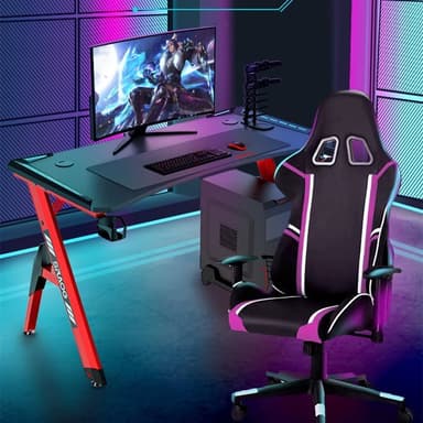 Stilrent Gamingbord med Justerbar RGB og Røde Stålben – 120x60 cm