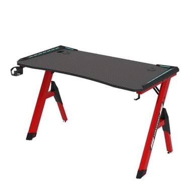 Stilrent Gamingbord med Justerbar RGB og Røde Stålben – 120x60 cm