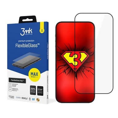 3mk fleksibelt 2.5D Max Hybrid Glass for iPhone 14 6.1"" - Sort ramme