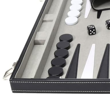 Backgammon med Veske - Luksus Spillsett i Imitert Skinn