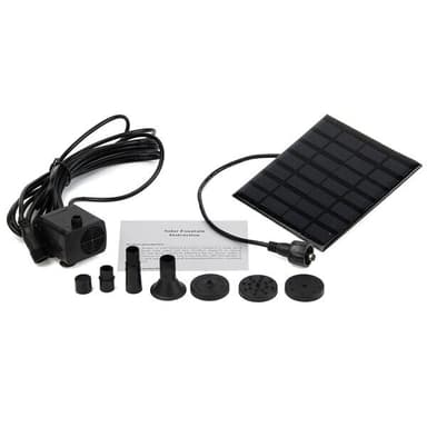 Solcelledrevet vannpumpe med fontenefunksjon - 16 cm panel og 4 dyser