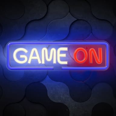 LED Neon Lysskilt ""Game On"" med Dimmer og USB-strømforsyning