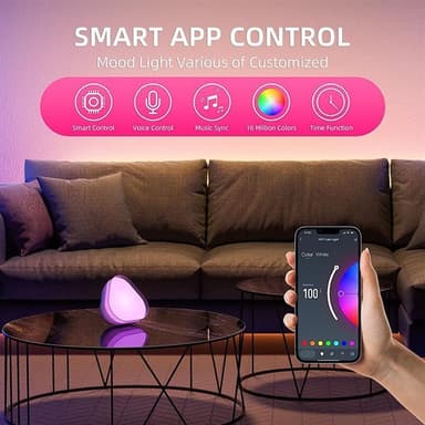 Smart LED-Lampe med Bluetooth, Trinnløs Dimming og Dynamiske Effekter