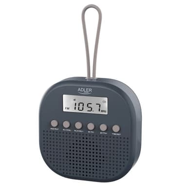 Vanntett FM-radio med klokke og kompakt design