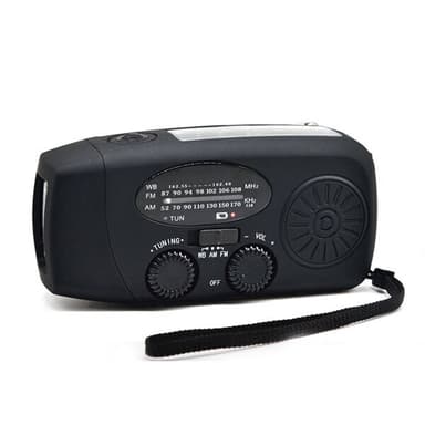 Nødradio med dynamo og solcelle - sveivradio med lommelykt, nødsignal og USB-lading