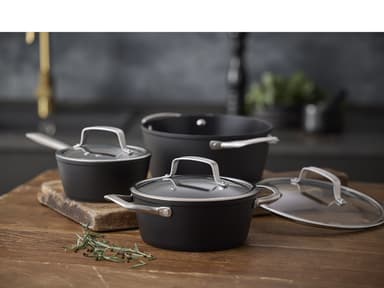 Pillivuyt Gourmet Grytesett med glasslokk Svart