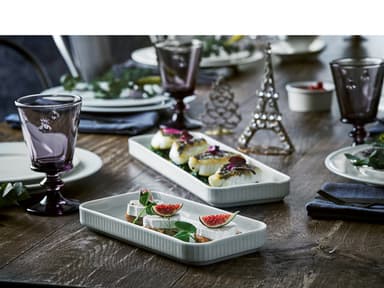 Pillivuyt Plissé Dish rectangular 36 x 12 cm White