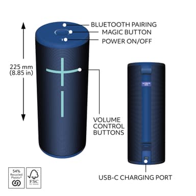 Ultimate Ears MEGABOOM 4 trådløs bærbar høyttaler (blå)