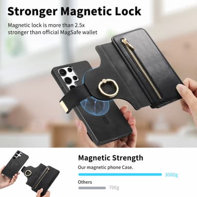 Magnetisk avtakbar lommebokdeksel til Samsung Galaxy-telefon - svart Samsung Galaxy S24 Ultra