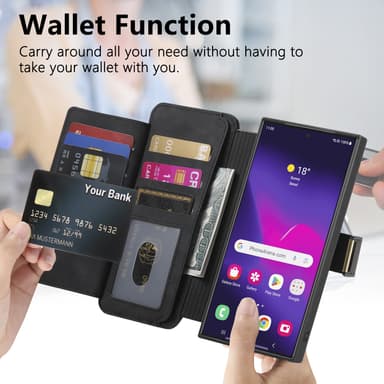 Magnetisk avtakbar lommebokdeksel til Samsung Galaxy-telefon - svart Samsung Galaxy S24 Ultra