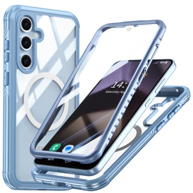 Samsung Galaxy S24 FE-deksel, bakside i herdet glass 9H Blå